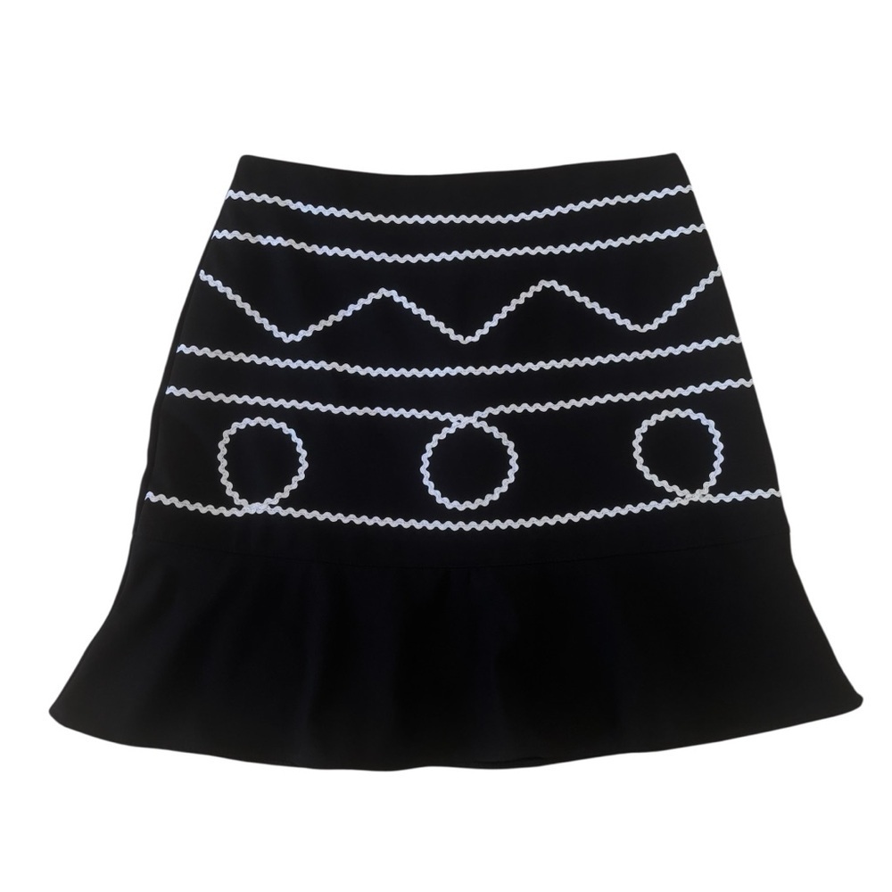 Fina Moça Black & White Ric Rac Retro Flounce Skirt Size 40 (approx. US 8) Artsy